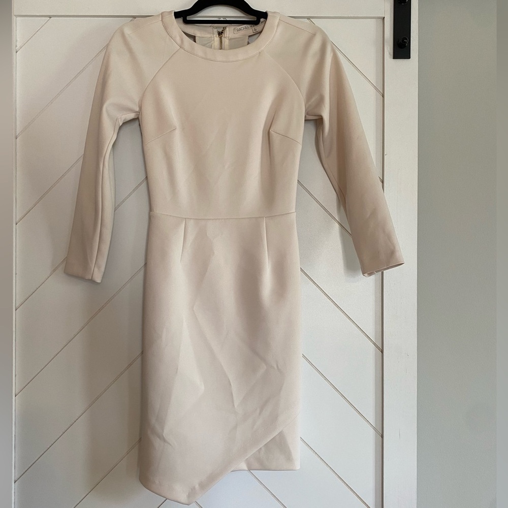 RACHEL Rachel Roy Cream Long Sleeve Sheath Dress